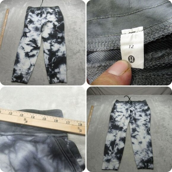 Lululemon Pants Womens 12 Gray White Tie Dye Drawstring Waist Down Jogger 33x27 - Picture 1 of 13
